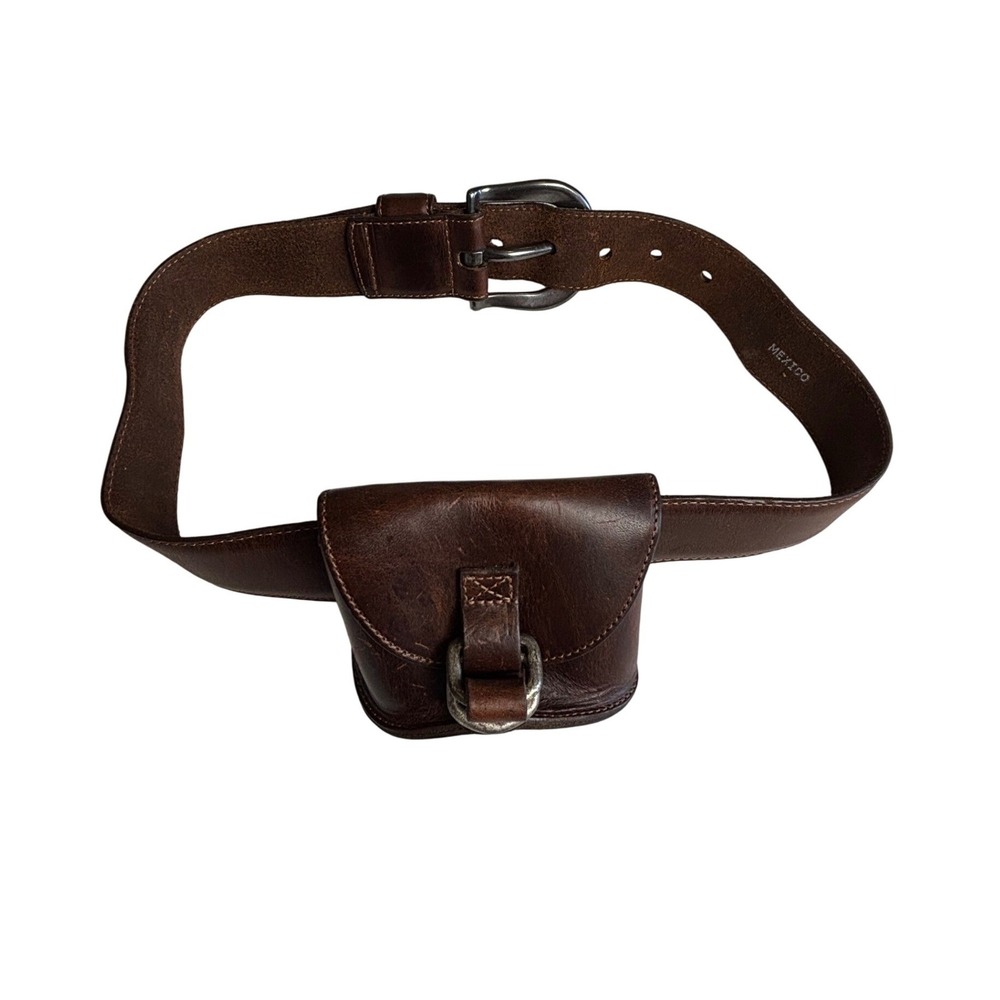 Brown Leather Belt with Removable Pouch Bag Medium Mexico Another Line Inc